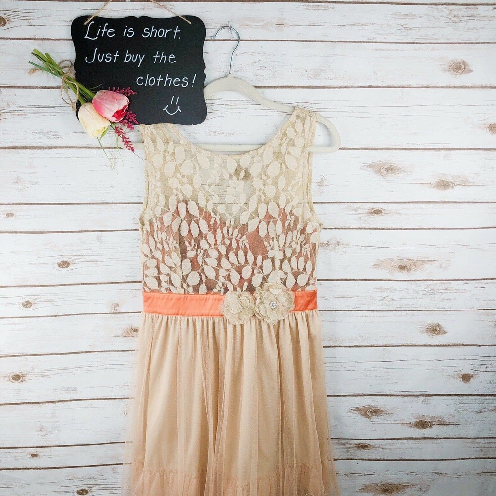 RYU Dress Size L Lace Ruffle Floral Aline